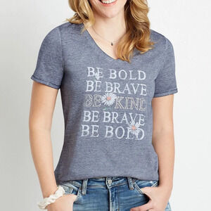 Maurices Blue V-neck Be Bold Be Brave Sunflower Graphic Tee Small Women’s